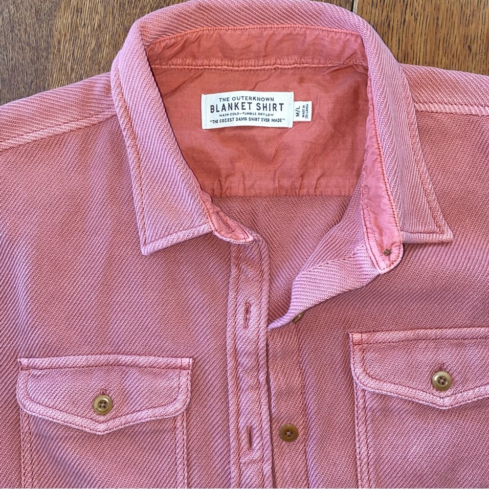 Outerknown Blanket Shirt Peach Button Down Shirt - Picture 3 of 12